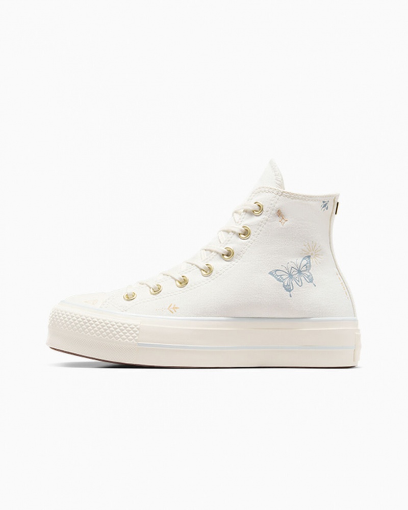 Converse Chuck Taylor All Star Lift Platformie Tiny Tattoos Białe Niebieskie | 872304-OYW