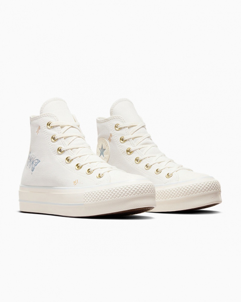 Converse Chuck Taylor All Star Lift Platformie Tiny Tattoos Białe Niebieskie | 872304-OYW