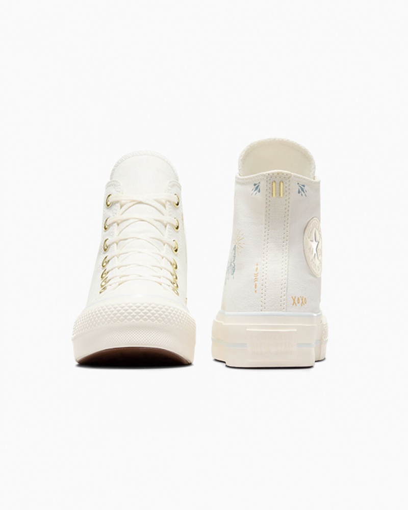 Converse Chuck Taylor All Star Lift Platformie Tiny Tattoos Białe Niebieskie | 872304-OYW