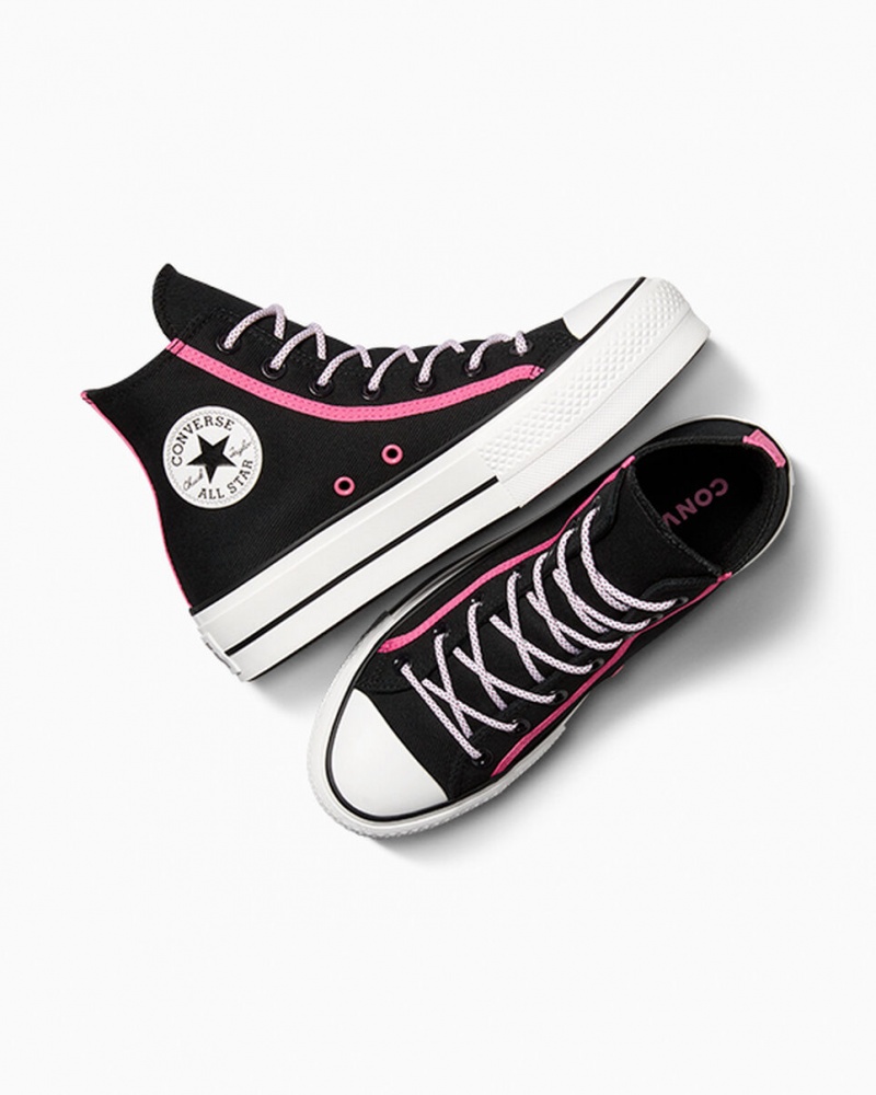 Converse Chuck Taylor All Star Lift Platformie Utility Twist Czarne Różowe Białe | 803496-GIF