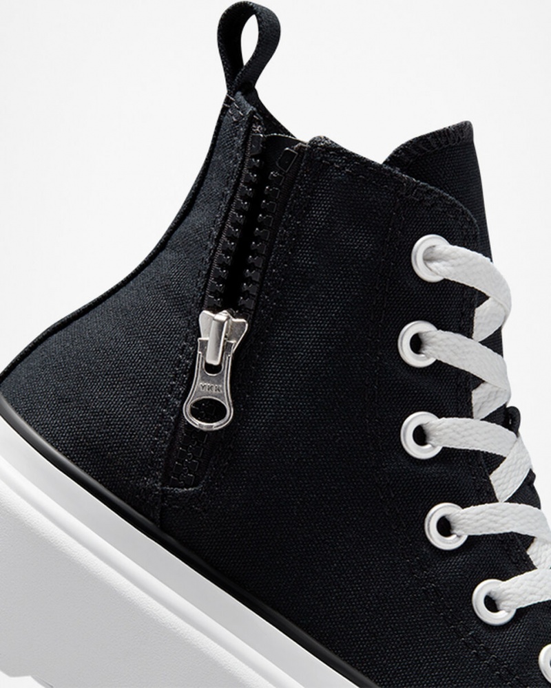 Converse Chuck Taylor All Star Lugged Lift Platformie Płócienne Czarne Czarne Białe | 719234-NOP