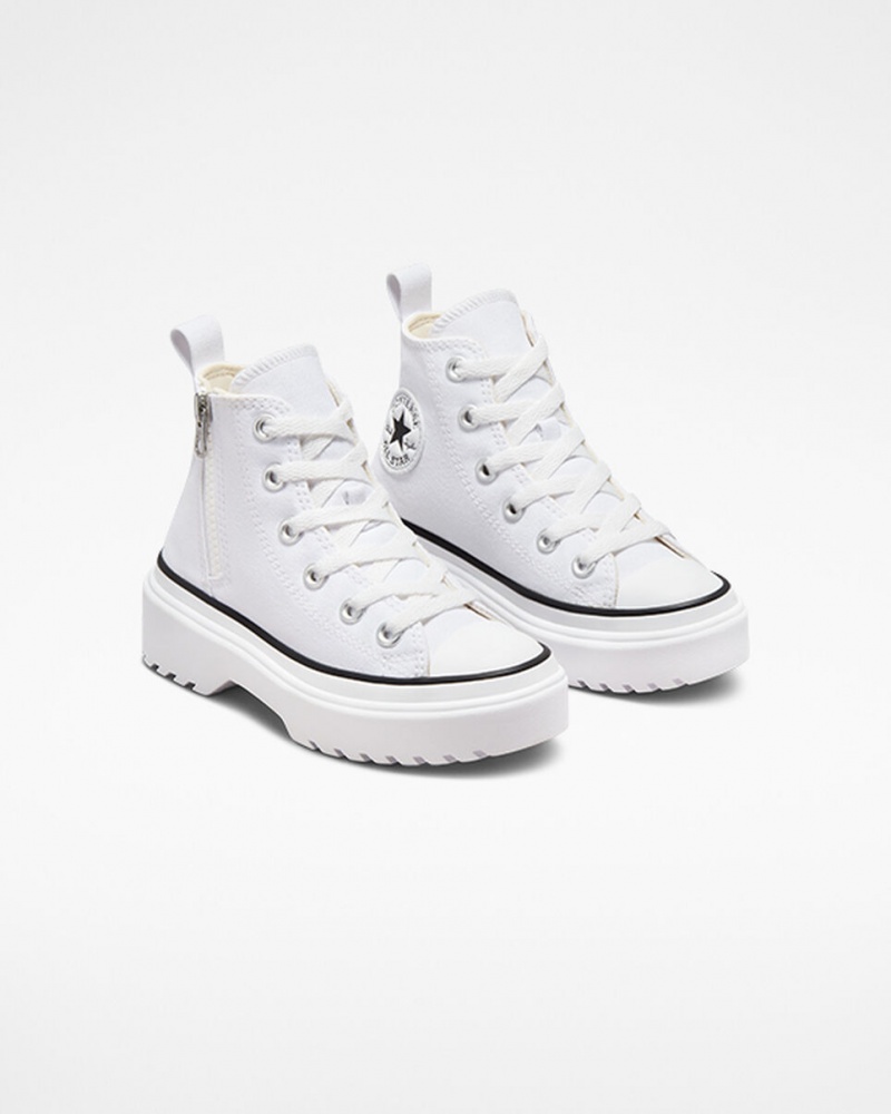 Converse Chuck Taylor All Star Lugged Lift Platformie Płócienne Białe Białe Czarne | 264509-BSZ
