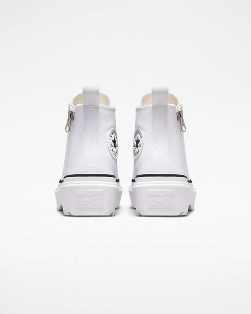 Converse Chuck Taylor All Star Lugged Lift Platformie Płócienne Białe Białe Czarne | 264509-BSZ