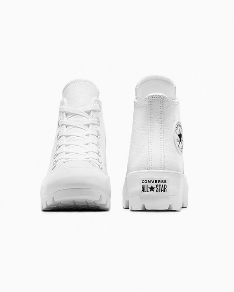 Converse Chuck Taylor All Star Lugged Skórzane Białe Czarne Białe | 490621-AKG