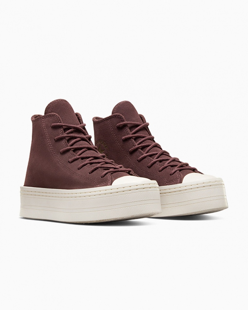 Converse Chuck Taylor All Star Modern Lift Platformie Zamszowe Brązowe | 081932-PLS