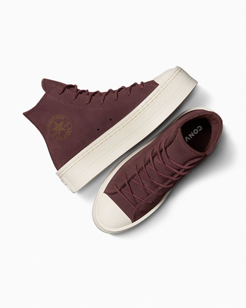 Converse Chuck Taylor All Star Modern Lift Platformie Zamszowe Brązowe | 081932-PLS