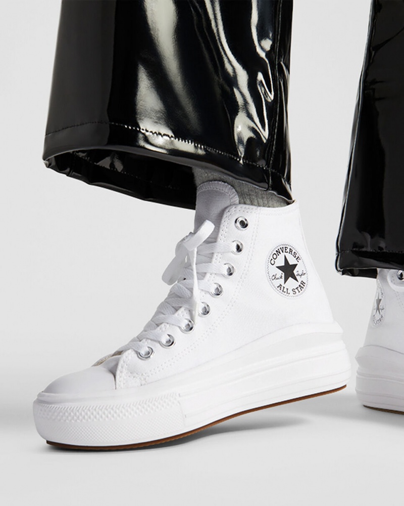 Converse Chuck Taylor All Star Move Platformie Białe Czarne | 124689-FHK