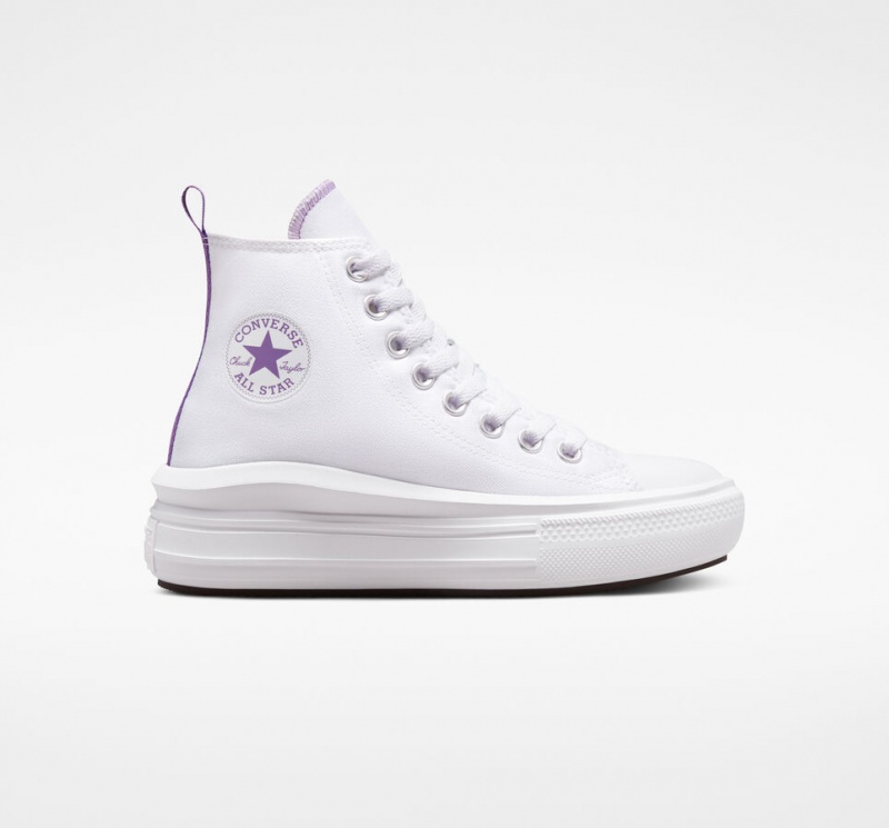 Converse Chuck Taylor All Star Move Platformie Białe Fioletowe Białe | 271396-NUY