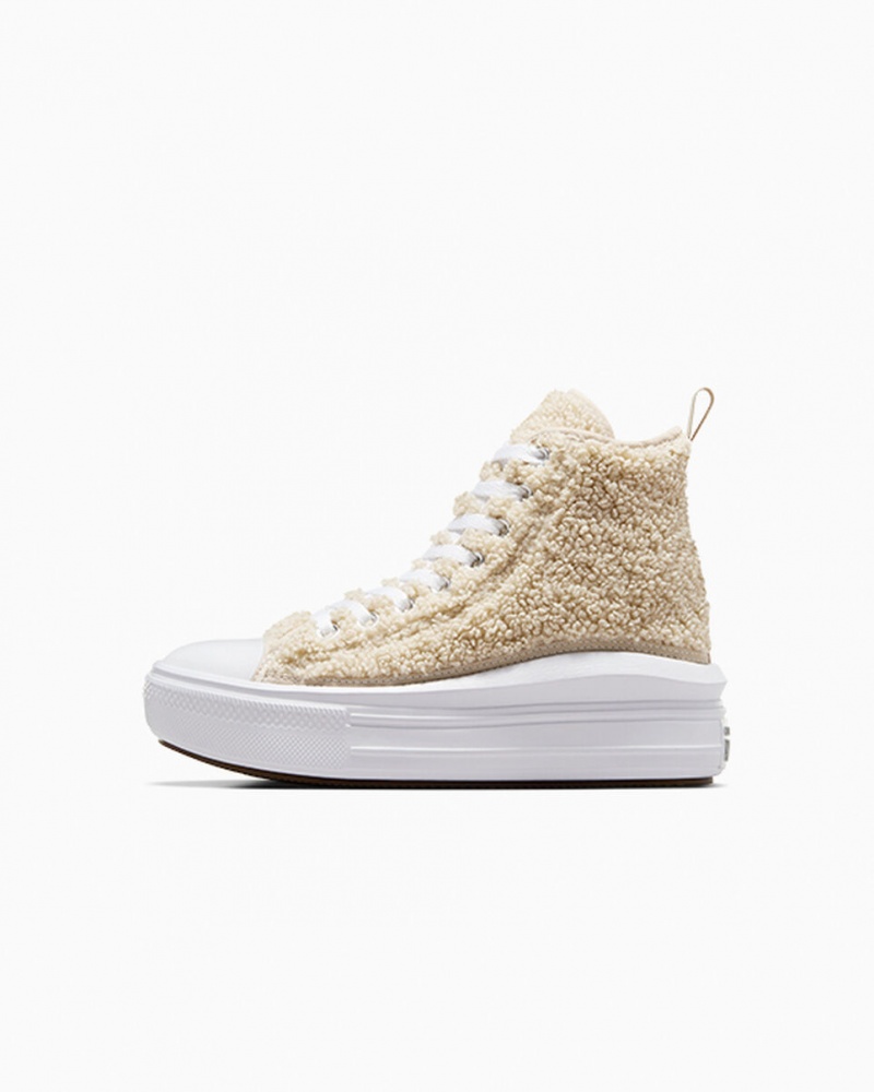 Converse Chuck Taylor All Star Move Platformie Sherpa Białe Czarne | 235409-BHC