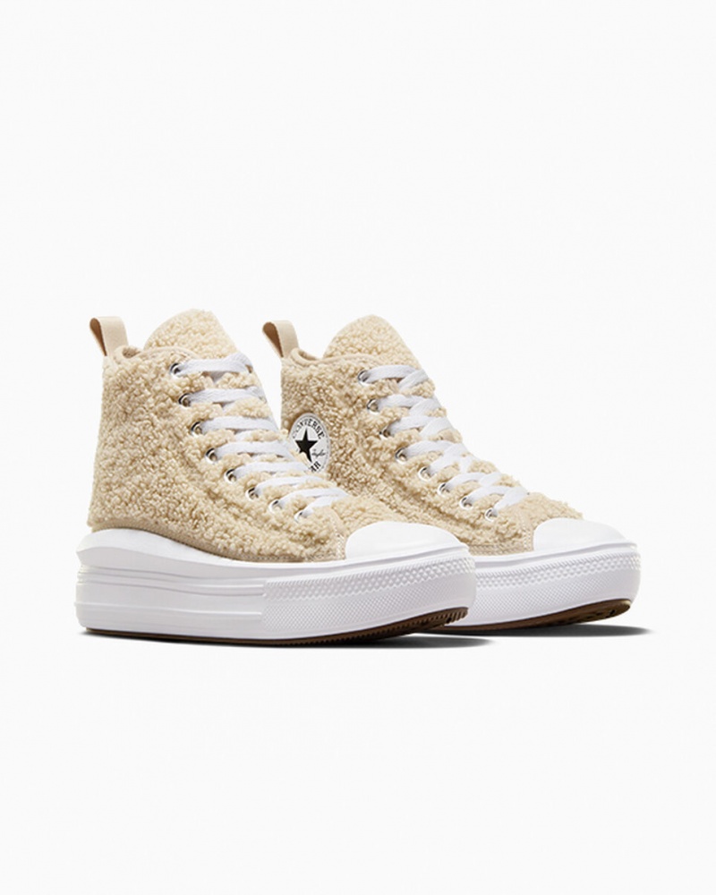 Converse Chuck Taylor All Star Move Platformie Sherpa Białe Czarne | 235409-BHC