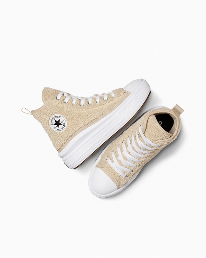 Converse Chuck Taylor All Star Move Platformie Sherpa Białe Czarne | 235409-BHC