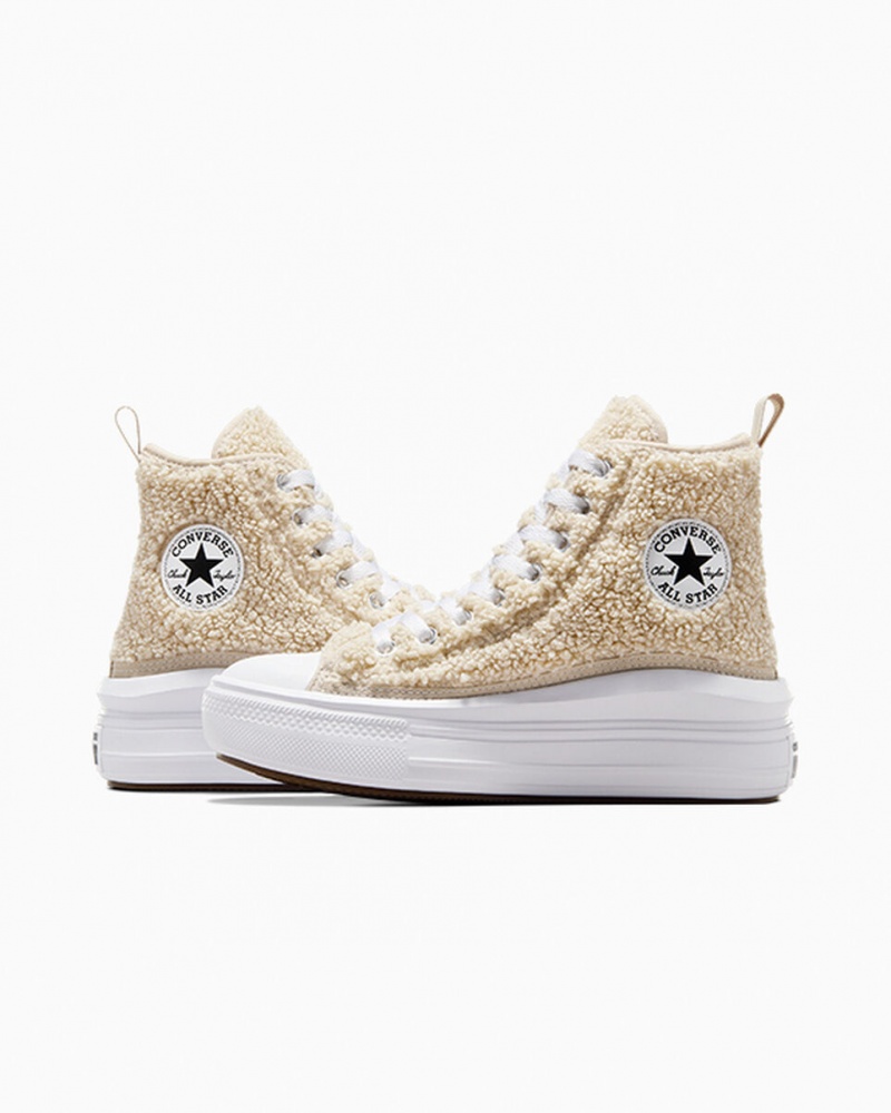 Converse Chuck Taylor All Star Move Platformie Sherpa Białe Czarne | 235409-BHC