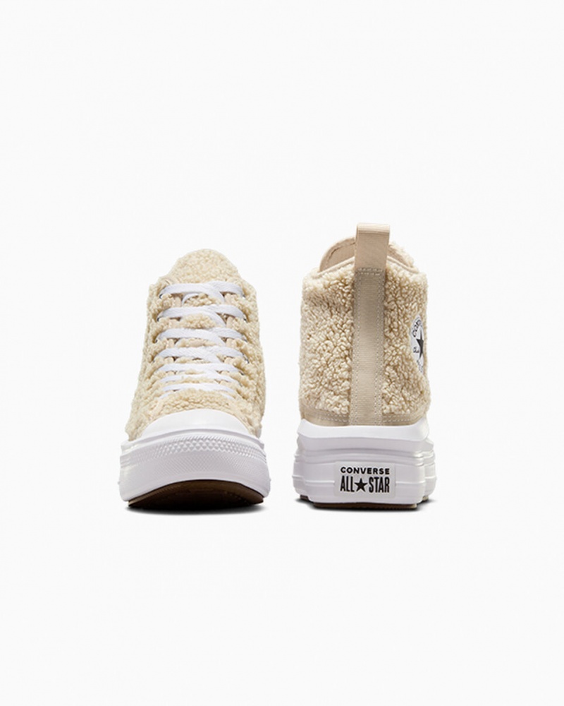 Converse Chuck Taylor All Star Move Platformie Sherpa Białe Czarne | 235409-BHC