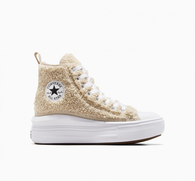 Converse Chuck Taylor All Star Move Platformie Sherpa Białe Czarne | 235409-BHC
