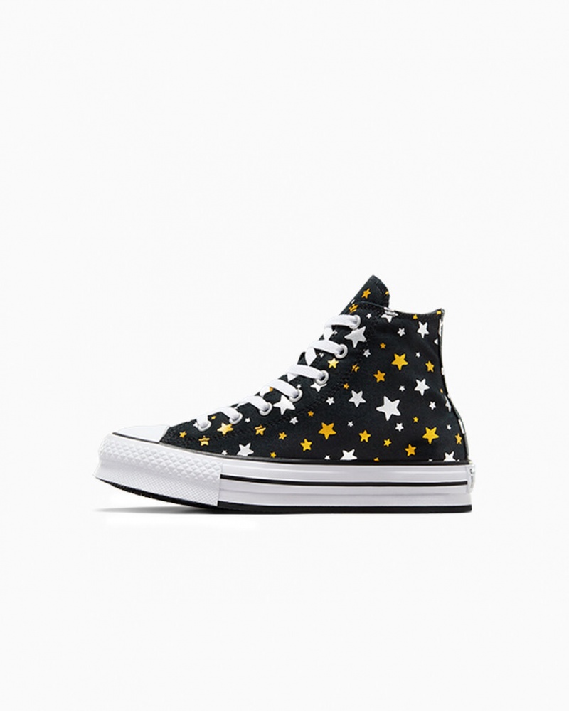 Converse Chuck Taylor All Star Platformie Lift Sparkle Czarne Srebrne Złote | 091453-YWP
