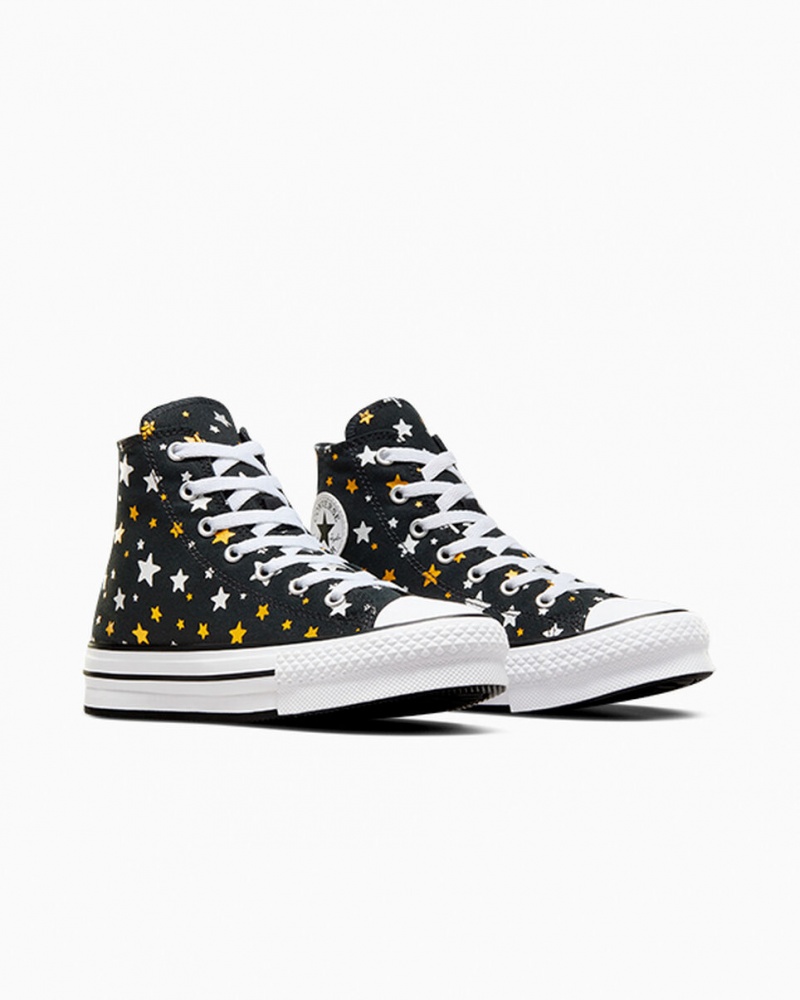 Converse Chuck Taylor All Star Platformie Lift Sparkle Czarne Srebrne Złote | 091453-YWP