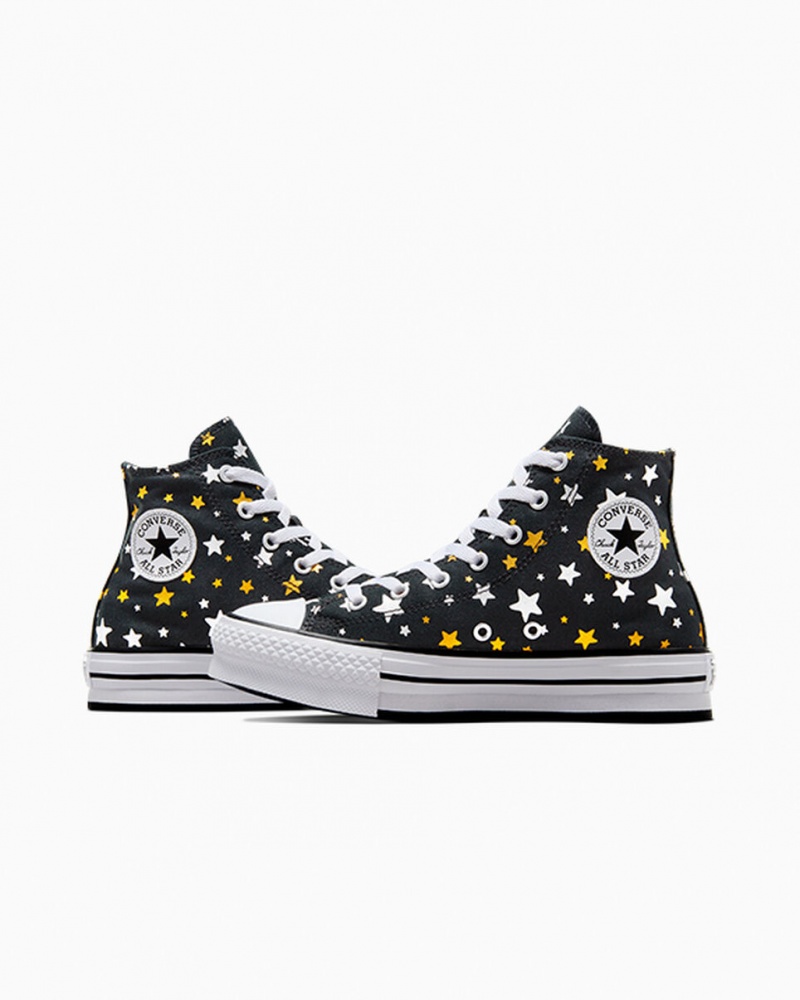 Converse Chuck Taylor All Star Platformie Lift Sparkle Czarne Srebrne Złote | 091453-YWP