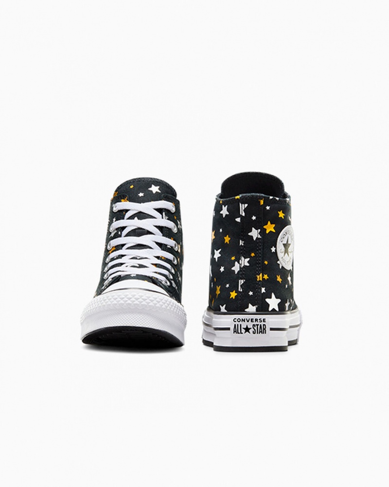 Converse Chuck Taylor All Star Platformie Lift Sparkle Czarne Srebrne Złote | 091453-YWP