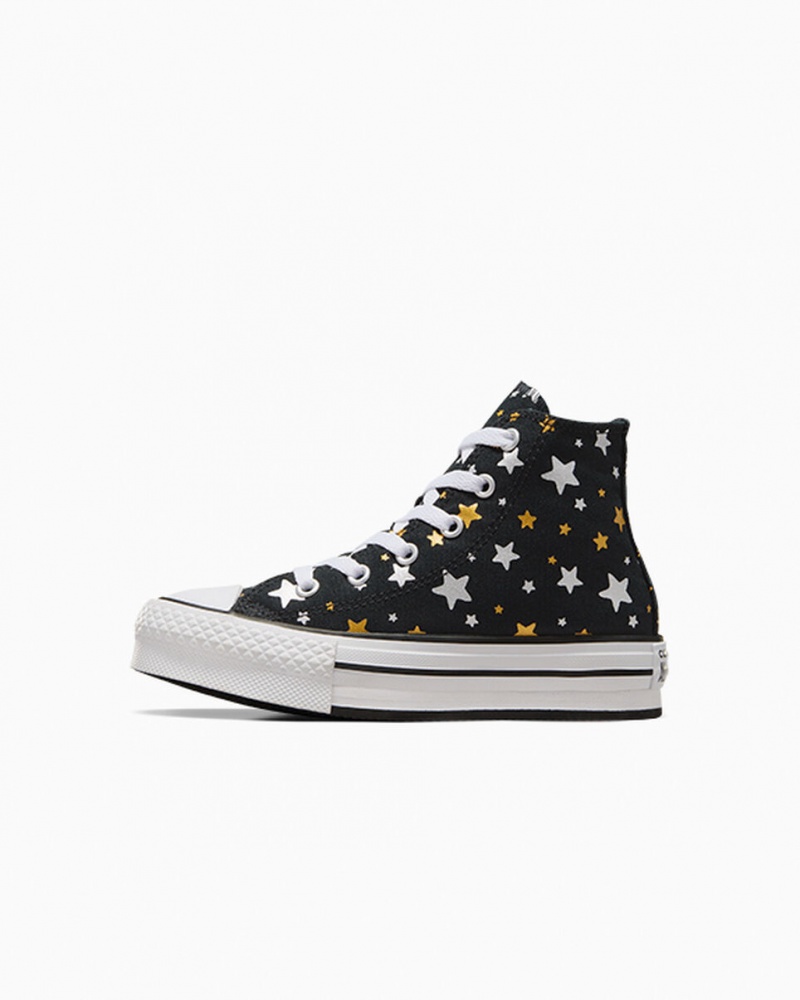 Converse Chuck Taylor All Star Platformie Lift Sparkle Czarne Srebrne Złote | 162058-JSD