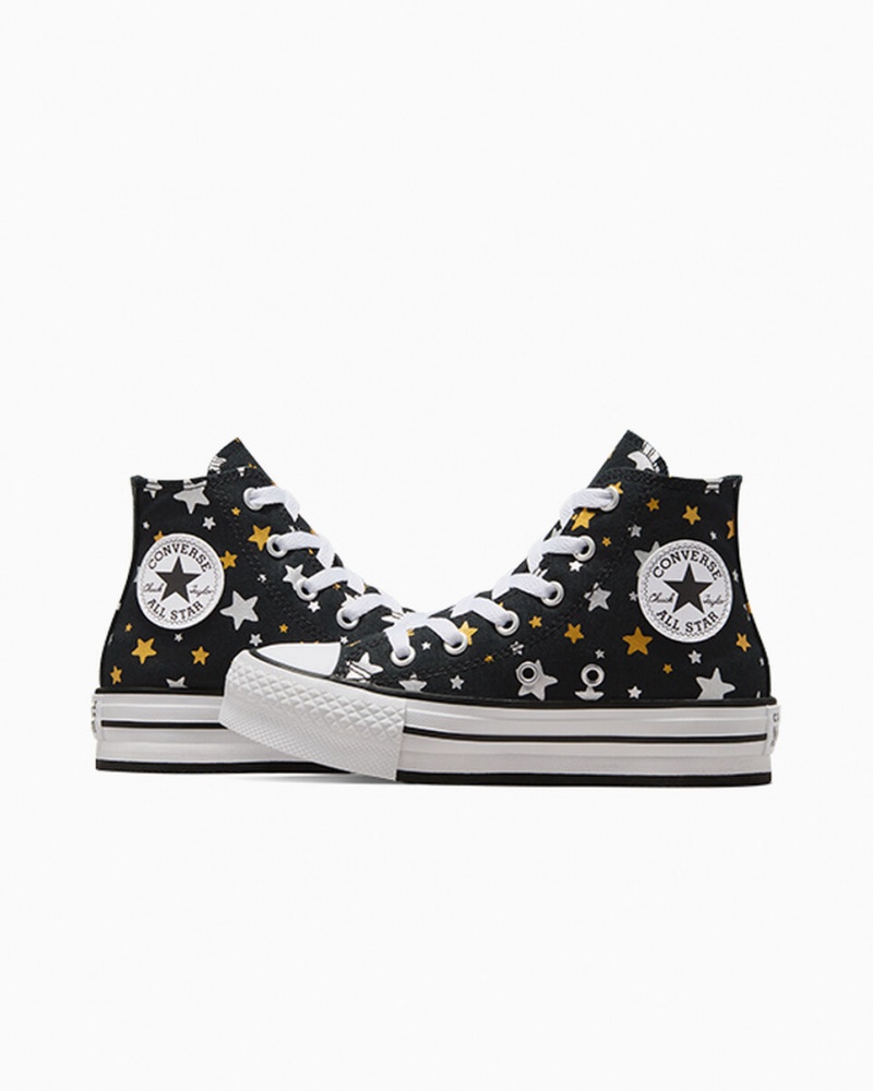Converse Chuck Taylor All Star Platformie Lift Sparkle Czarne Srebrne Złote | 162058-JSD