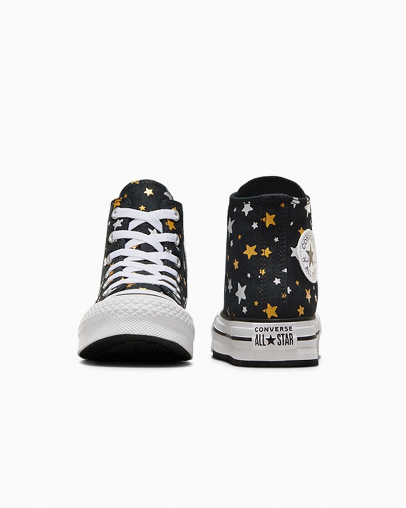 Converse Chuck Taylor All Star Platformie Lift Sparkle Czarne Srebrne Złote | 162058-JSD