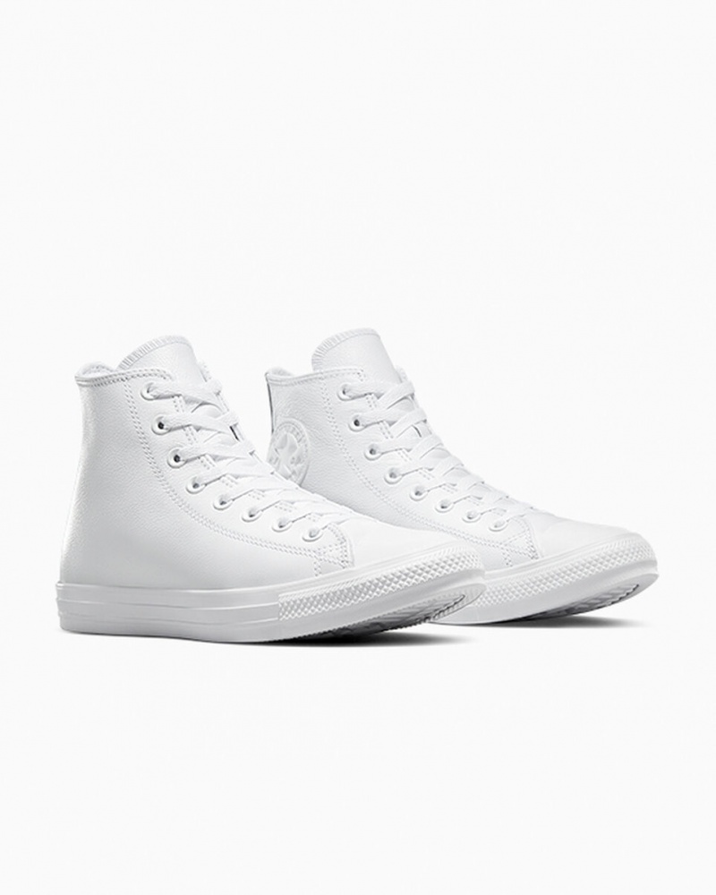 Converse Chuck Taylor All Star Skórzane Białe | 709421-AZY