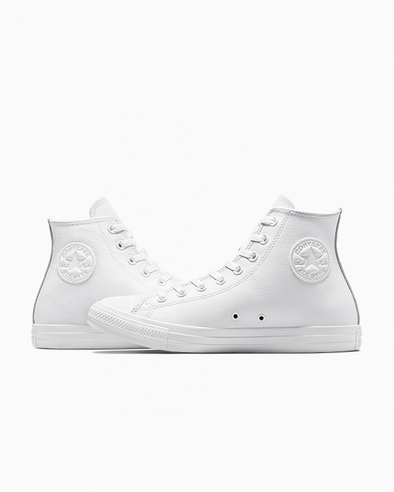 Converse Chuck Taylor All Star Skórzane Białe | 709421-AZY