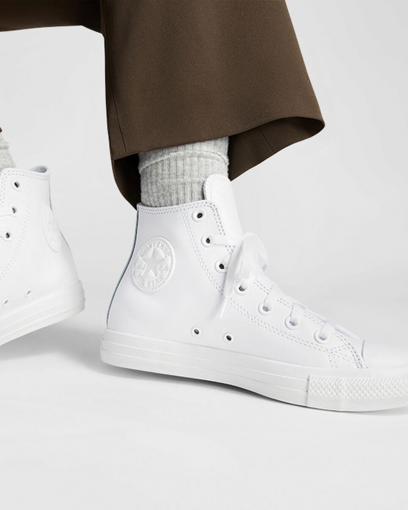 Converse Chuck Taylor All Star Skórzane Białe | 709421-AZY