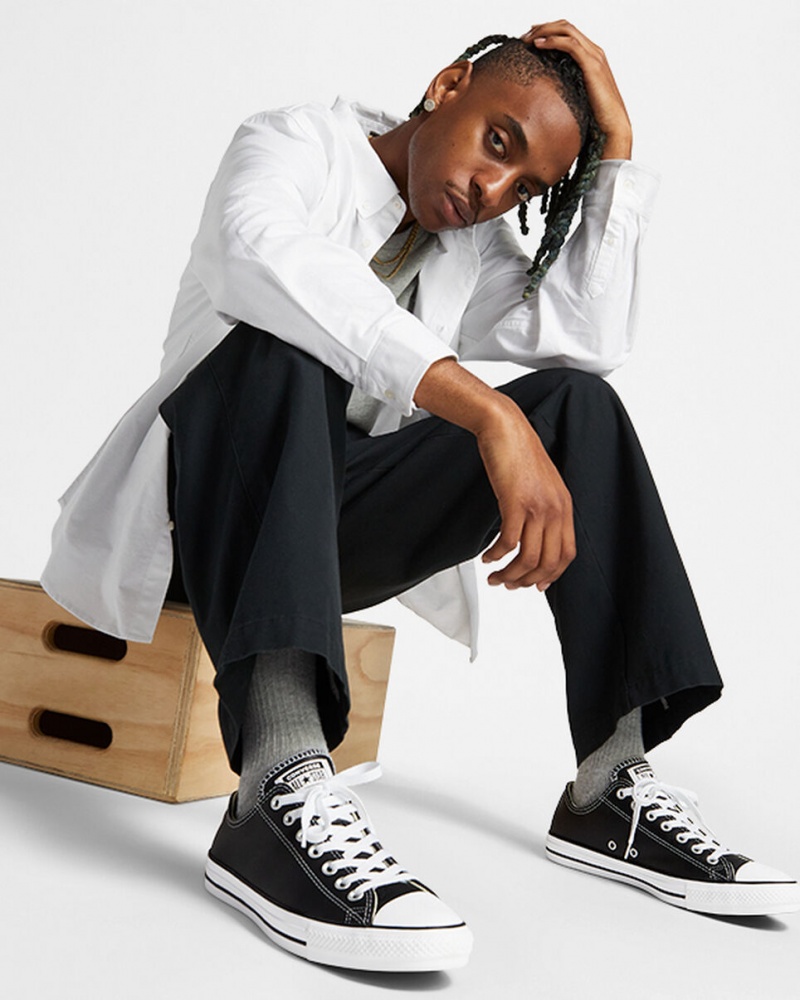 Converse Chuck Taylor All Star Skórzane Czarne | 584129-YLD