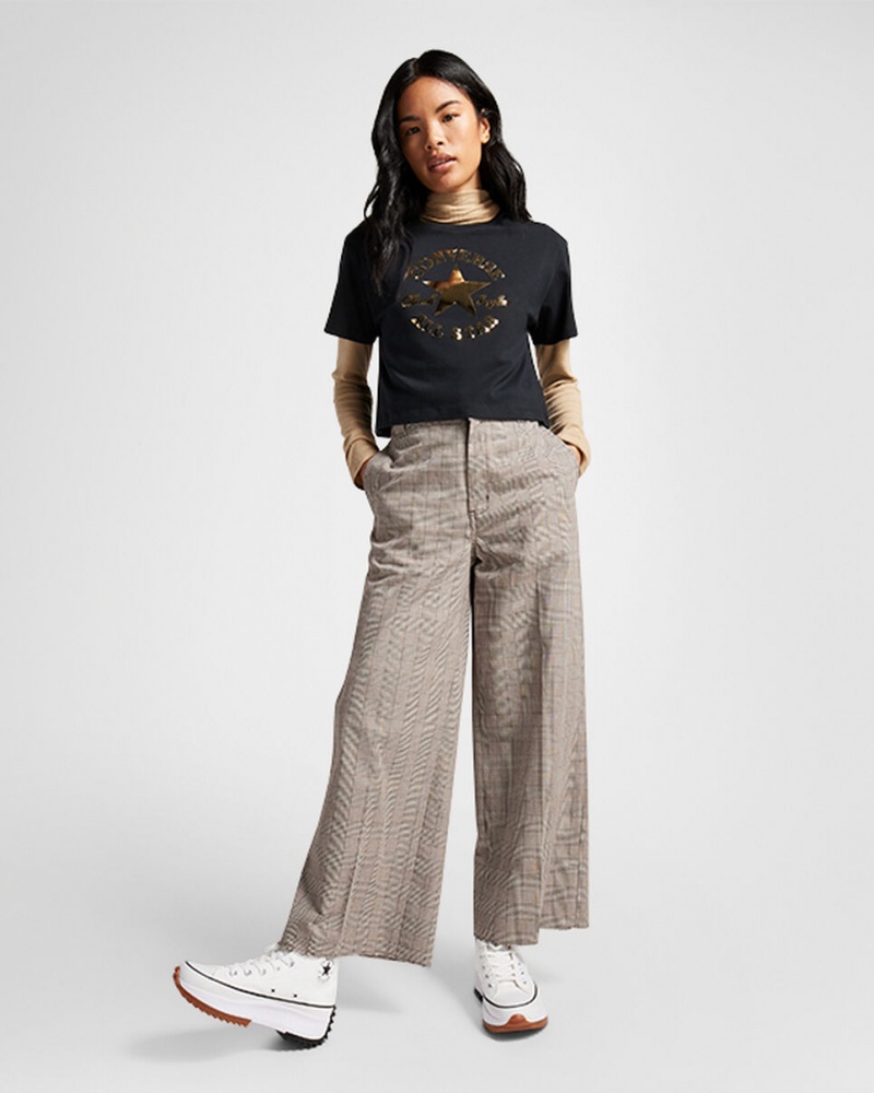 Converse Chuck Taylor Patch Cropped T-Shirt Czarne | 164823-TWD