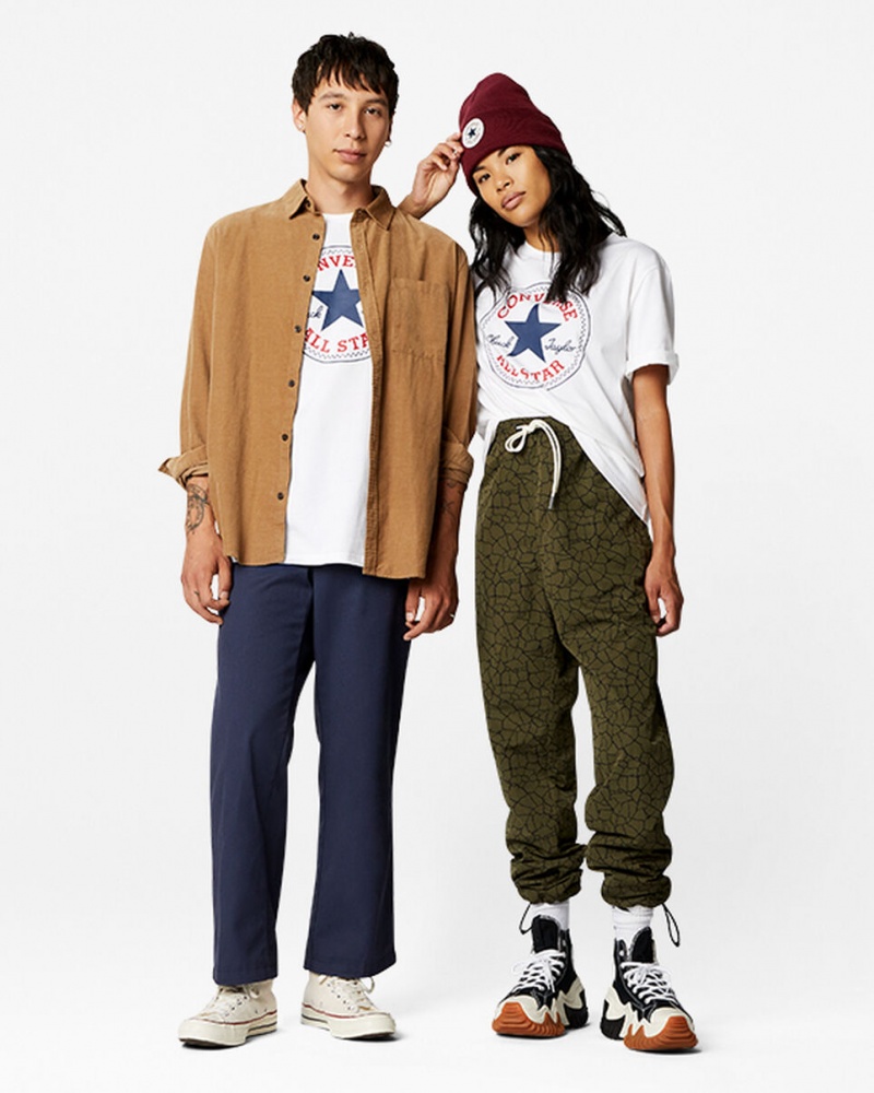 Converse Converse Go-To All Star Patch Standard-Fit T-Shirt Białe | 906312-XBR