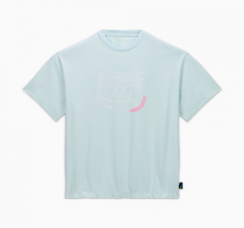 Converse Converse Go-To All Star Pride Together T-Shirt Aqua Mist | 728364-VQY
