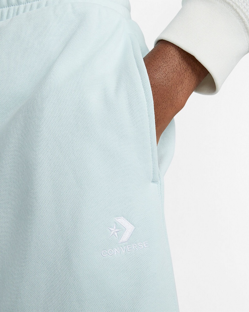 Converse Converse Go-To Embroidered Star Chevron Standard-Fit Fleece Krótkie Aqua Mist | 865241-KOC
