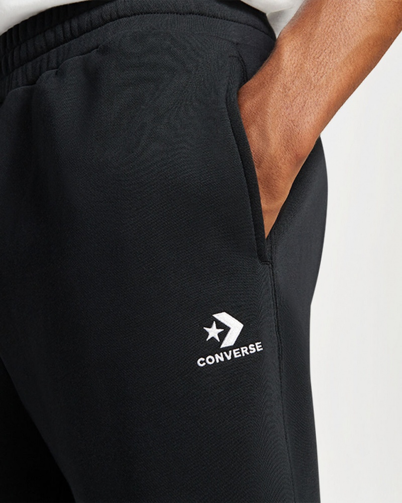 Converse Converse Go-To Embroidered Star Chevron Standard-Fit Fleece Krótkie Czarne | 743509-WOE