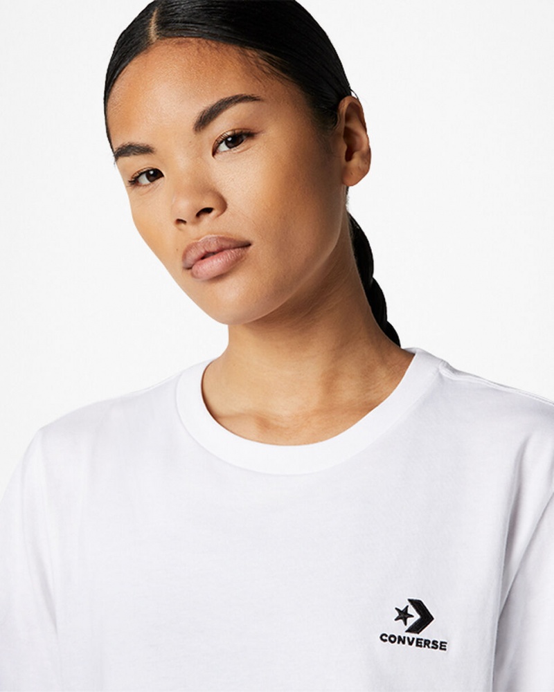 Converse Converse Go-To Embroidered Star Chevron Standard-Fit T-Shirt Białe | 975632-TGY