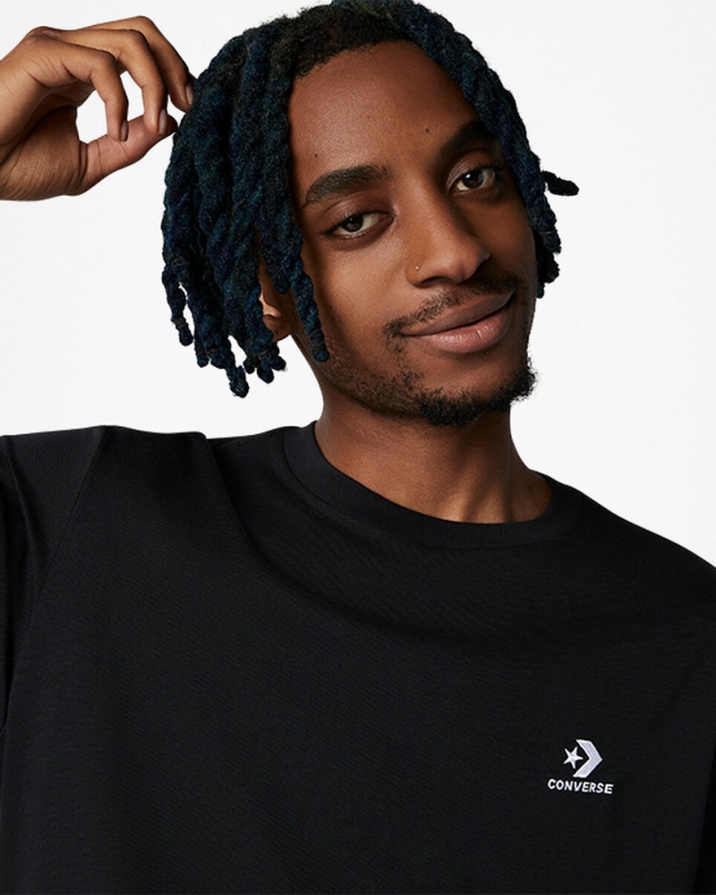 Converse Converse Go-To Embroidered Star Chevron Standard-Fit T-Shirt Czarne | 495128-EVS