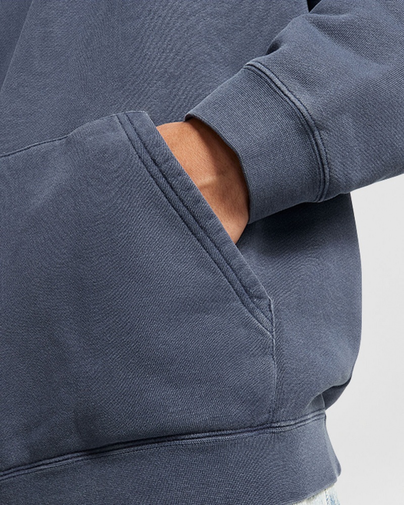Converse Converse Go-To Sneaker Patch Loose-Fit Pullover Hoodie Niebieskie | 196740-JTX
