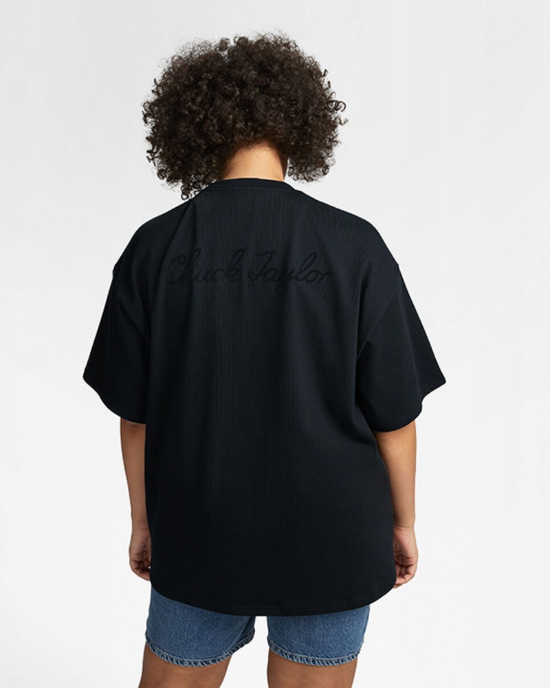 Converse Converse Go-To Sneaker Patch Loose-Fit T-Shirt Czarne | 513420-GIS