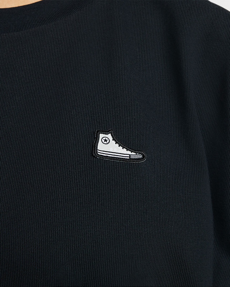 Converse Converse Go-To Sneaker Patch Loose-Fit T-Shirt Czarne | 513420-GIS