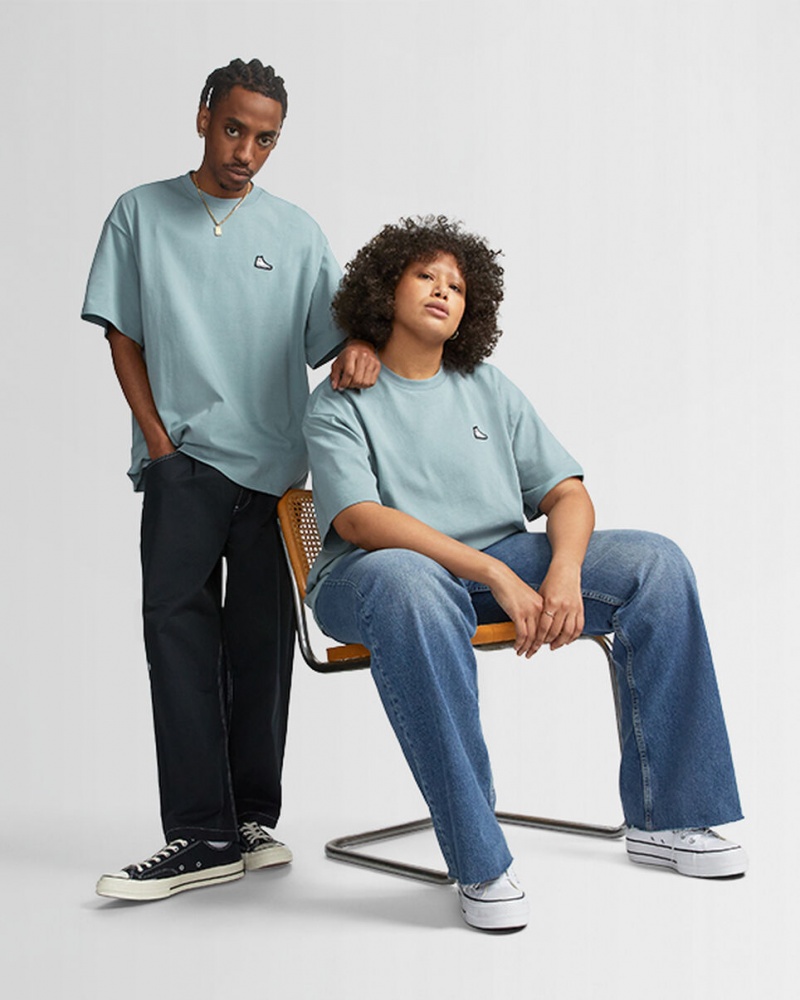 Converse Converse Go-To Sneaker Patch Loose-Fit T-Shirt Szare | 180396-BYF