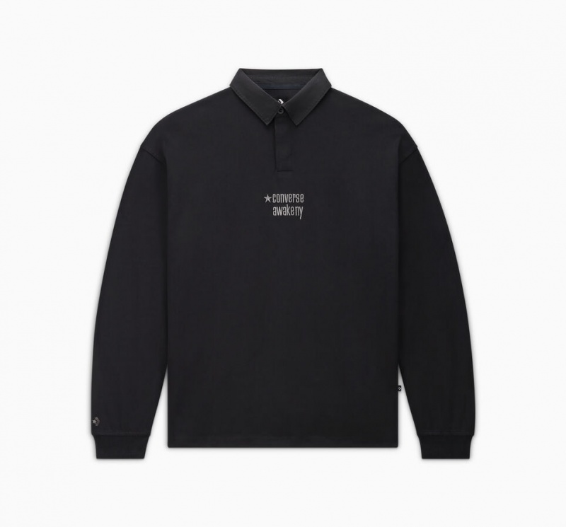Converse Converse x Awake NY Rugby Shirt Czarne | 029315-FGO