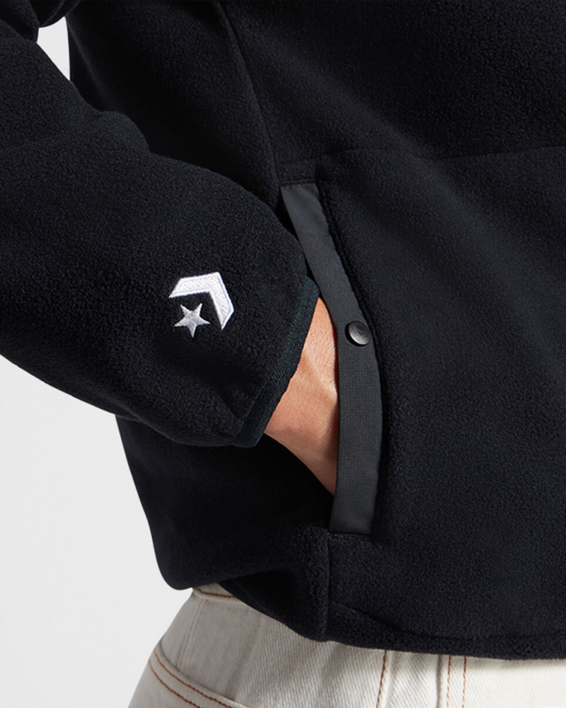 Converse Counter Climate Polar Fleece Half-Zip Popover Czarne | 826541-RYT