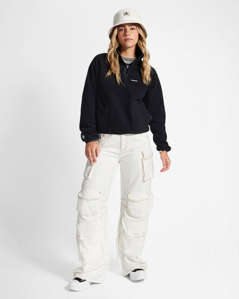 Converse Counter Climate Polar Fleece Half-Zip Popover Czarne | 826541-RYT