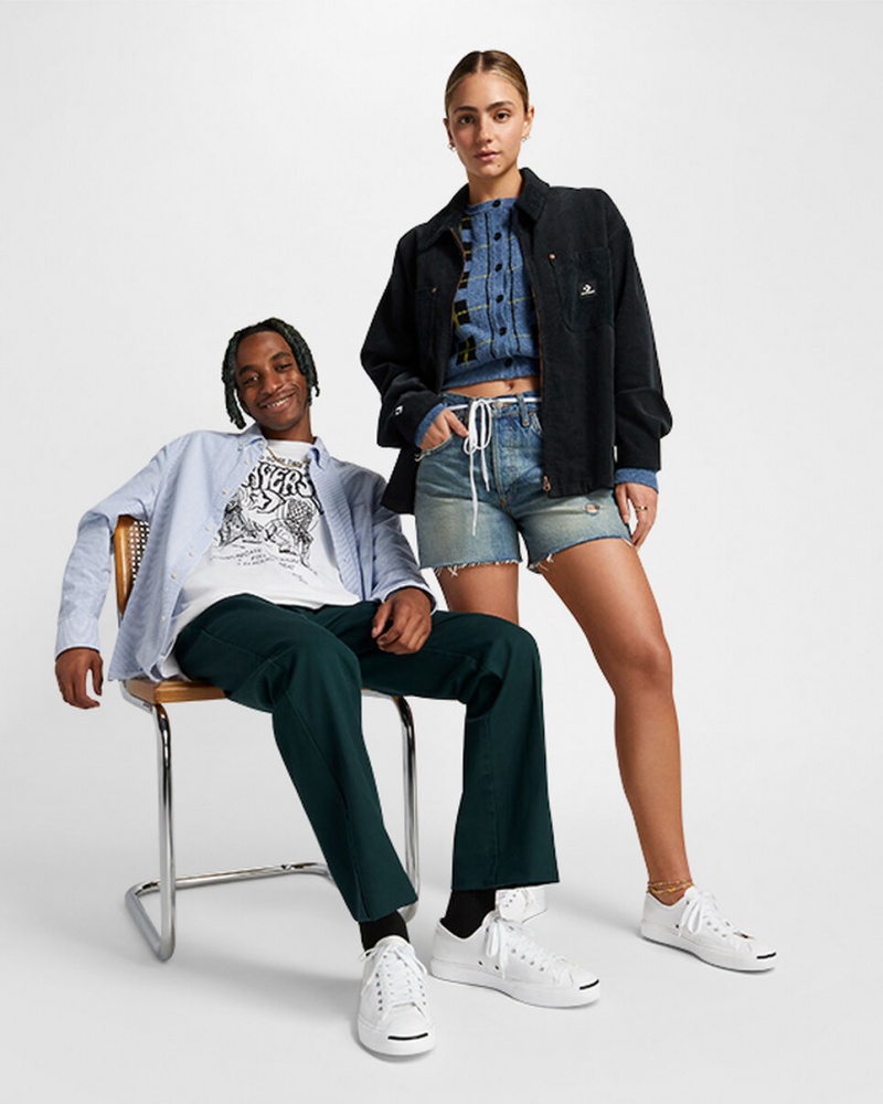 Converse Jack Purcell Białe Białe Czarne | 204365-UXF