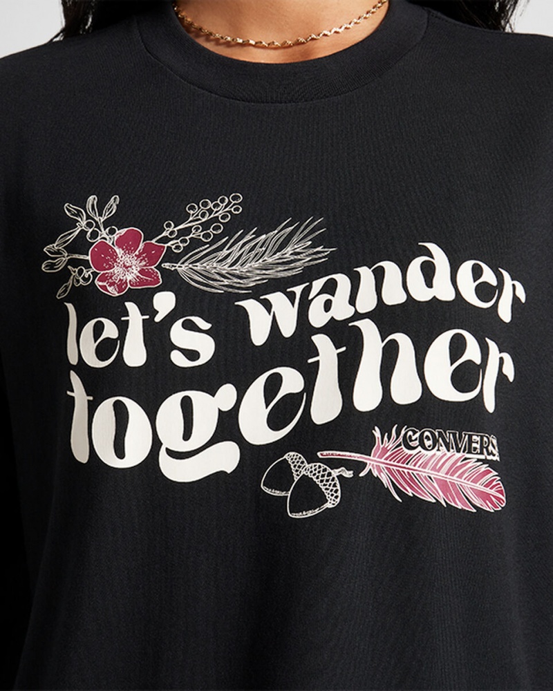 Converse Let's Wander Together Long Sleeve T-Shirt Czarne | 382157-AVM
