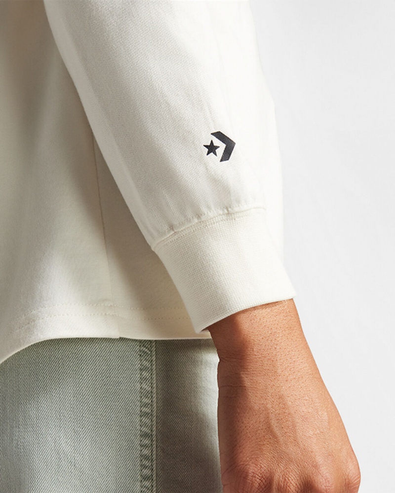 Converse Let's Wander Together Long Sleeve T-Shirt Egret | 439075-MKI