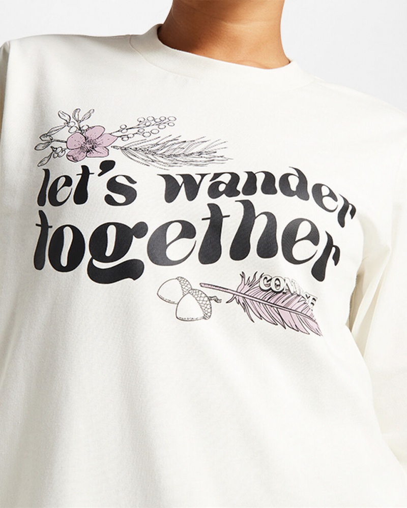 Converse Let's Wander Together Long Sleeve T-Shirt Egret | 439075-MKI