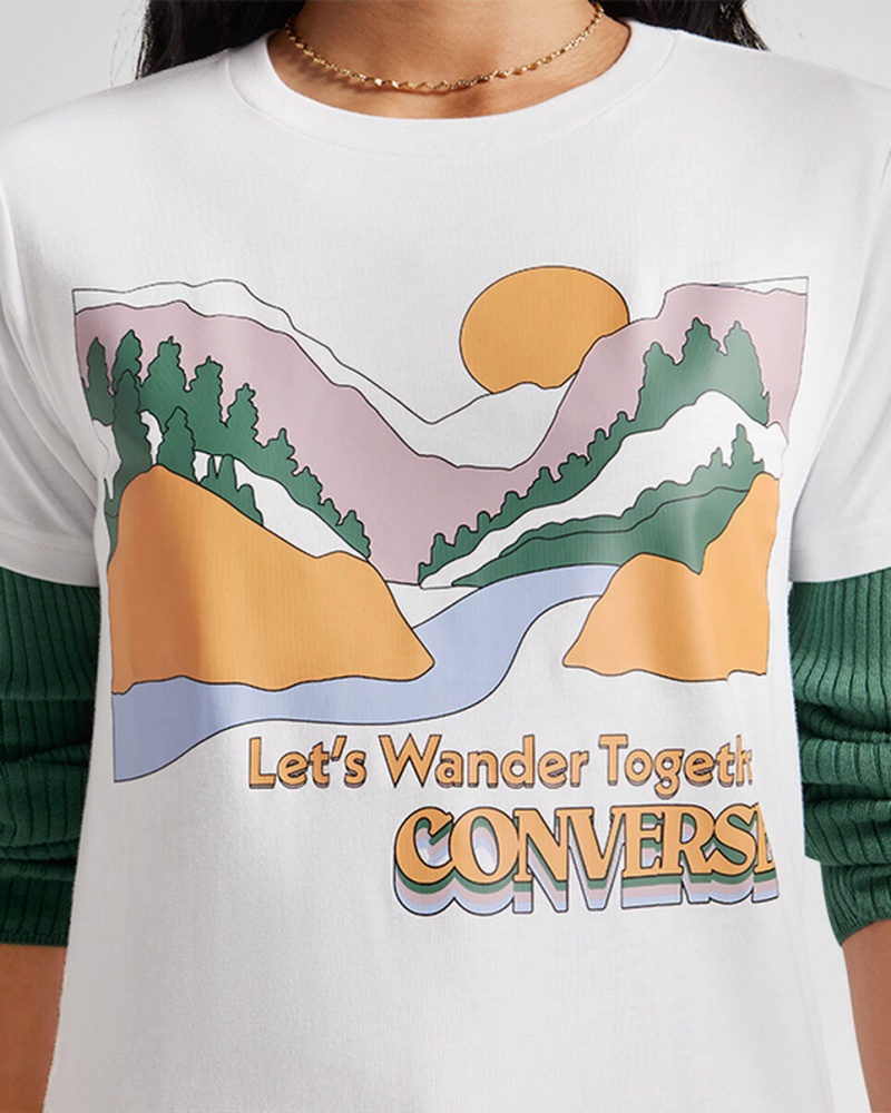 Converse Outdoor Art T-Shirt Białe | 470196-RYU