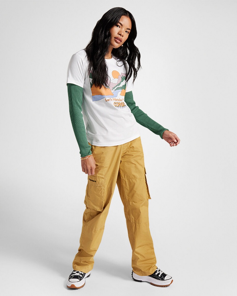 Converse Outdoor Art T-Shirt Białe | 470196-RYU