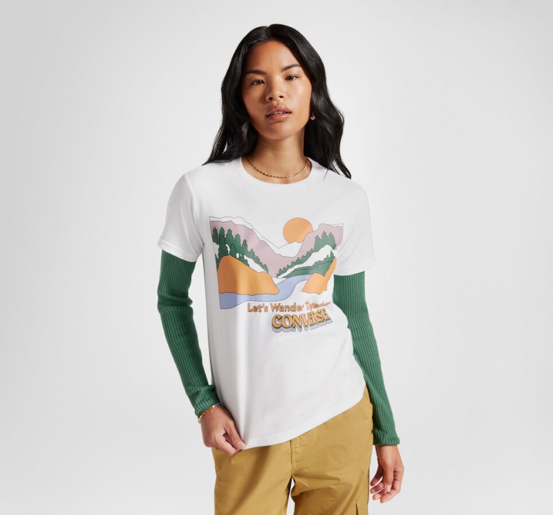 Converse Outdoor Art T-Shirt Białe | 470196-RYU